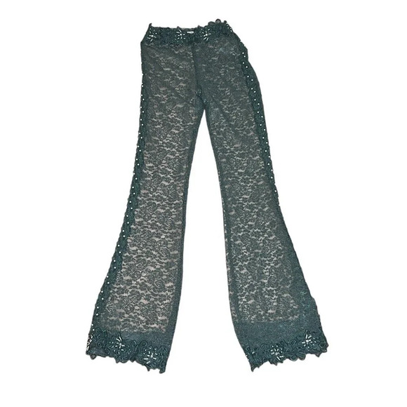 Boys Lie Rose Reverie x Yung Reaper Bottom Green Lace XS Pearl Flare Pant - Picture 7 of 13